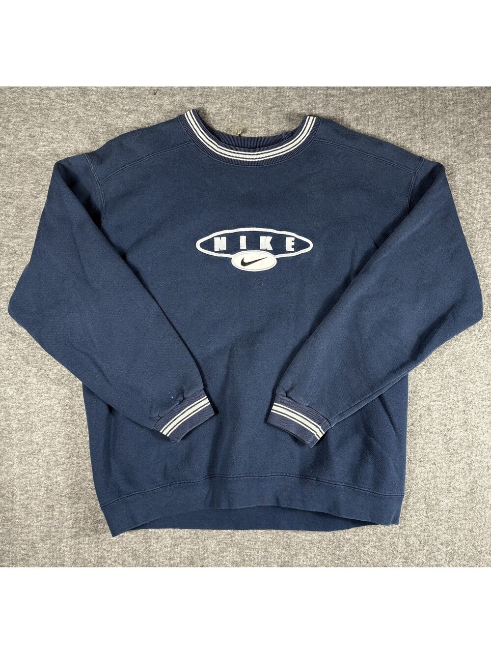 VTG Nike Sweatshirt Mens Large Navy Fleece Crewneck Pullover Embroidered Logo